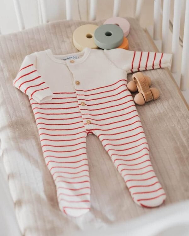 combinaison en tricot bébé marinière 2