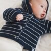 manteaux tricot bébé rayure marine écru