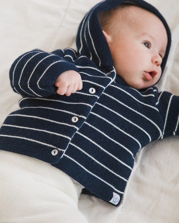 manteaux tricot bébé rayure marine écru