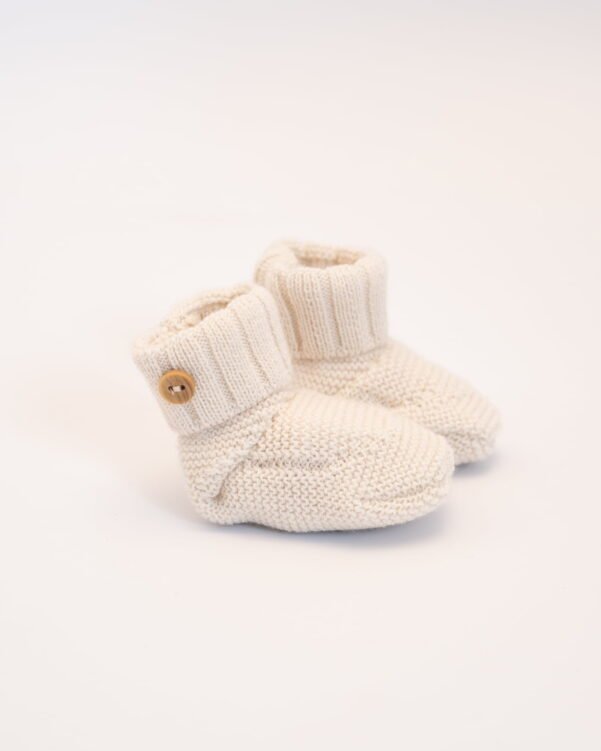 chaussons bébé en laine écru