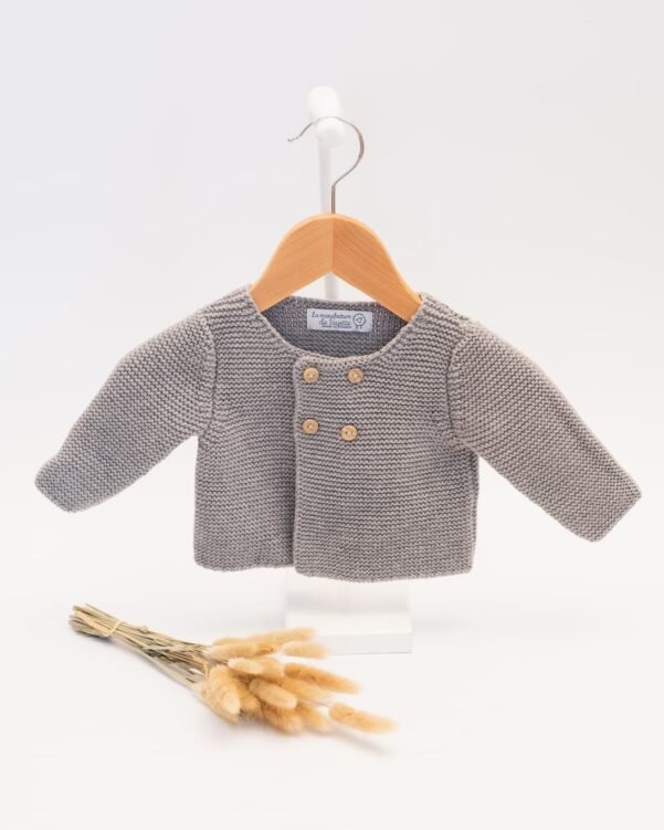 CARDIGAN bebe coton laine gris