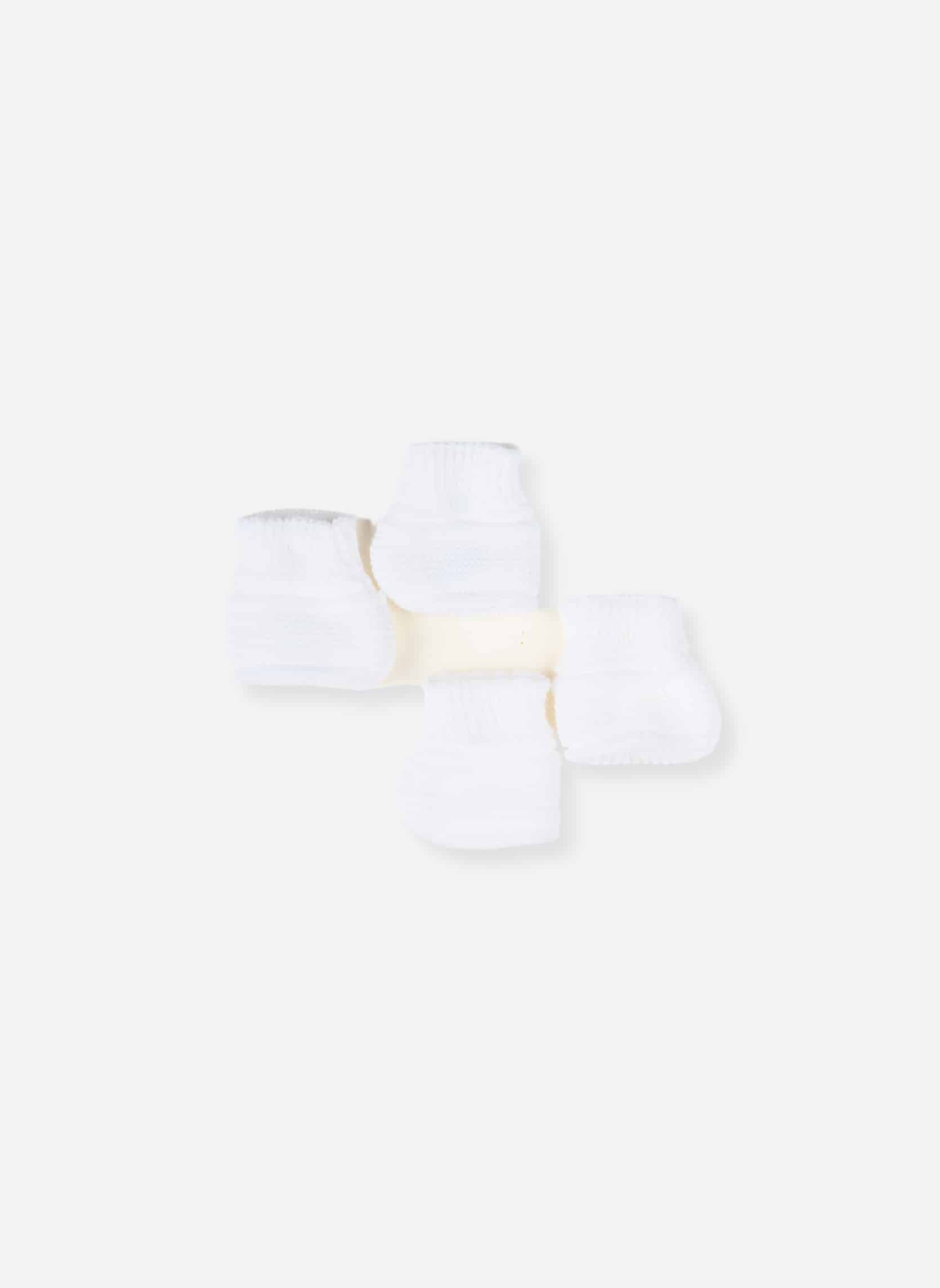 Lot de 2 paires de bottons bébé blancs, détail de la maille