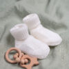 Chaussons bébé 100% laine en laine mérinos Cashwool, coloris blanc