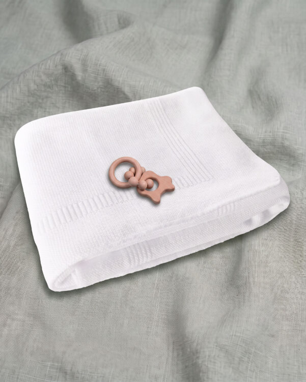 Couverture bébé 100% laine en laine mérinos Cashwool, coloris blanc