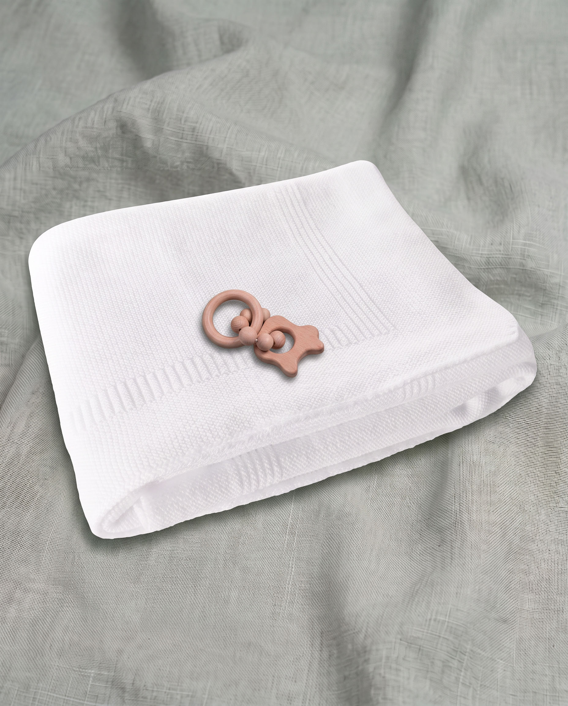 Couverture bébé 100% laine en laine mérinos Cashwool, coloris blanc